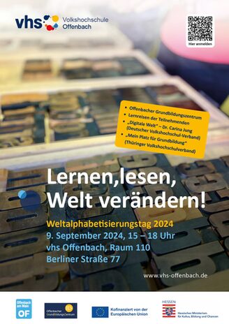 Programm der vhs Offenbach am Weltalphatag unter dem Motto "Lernen, lesen, Welt verändern!"