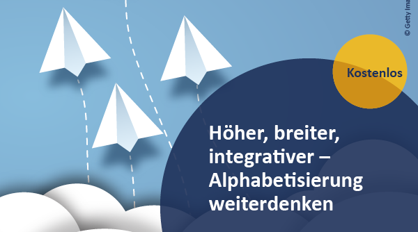 Bundesfachkonferenz Grundbildung: ein gelber und drei weiße Papierflieger